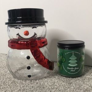Bath & Body Works Clear Snowman Pedestal Single Wick Candle Holder